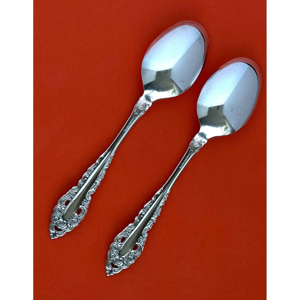 Oneida Silverplate ROYAL GRANDEUR Oval Soup Spoon (2) Community Art Deco Pierced - Picture 2 of 10